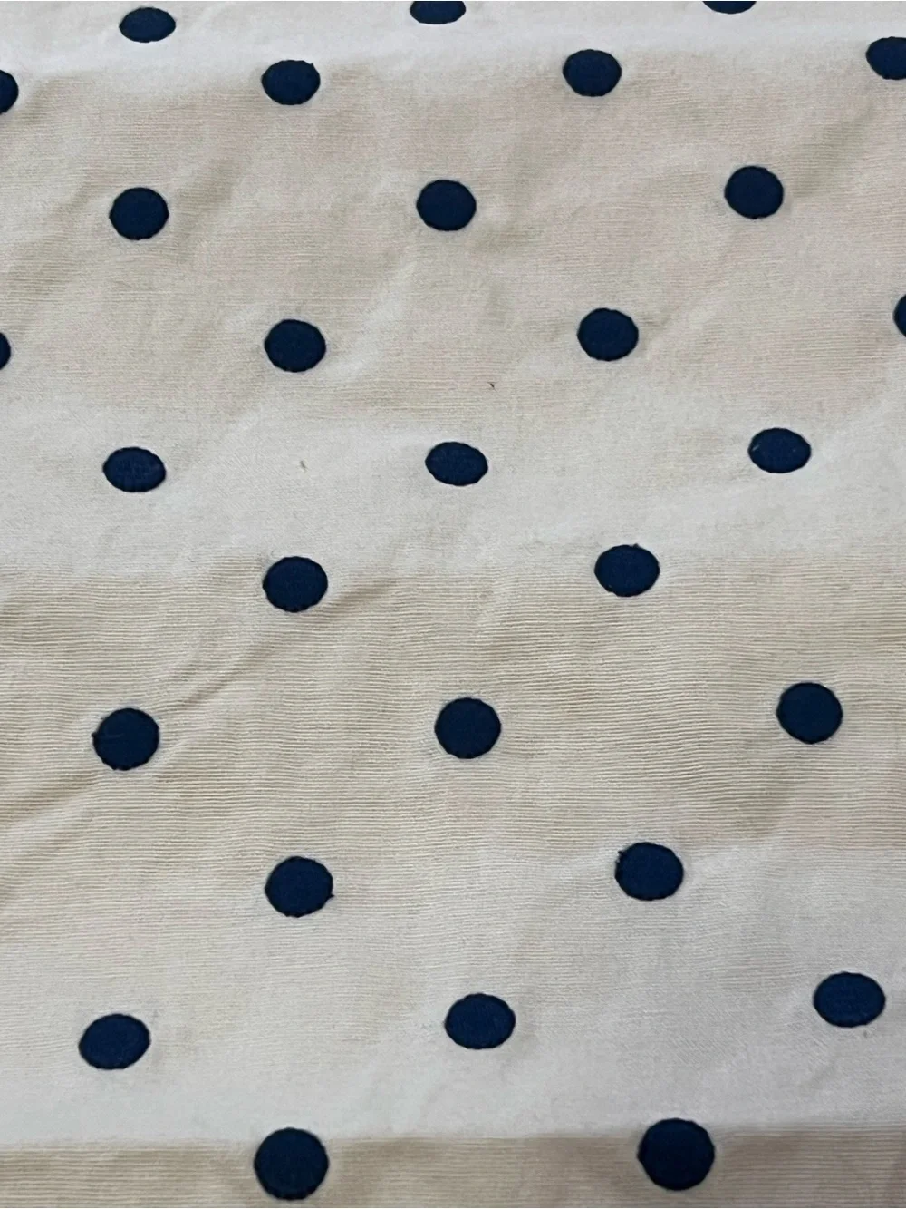 Pottery Barn Cream Blue Polka Dot Cotton Table Runner 108